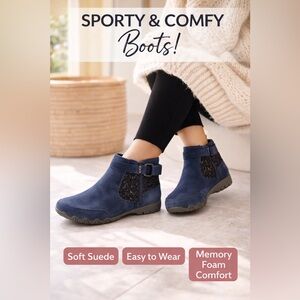 Skechers Relaxed Fit Bikers Lite High Grade Boots Women 9 Navy Suede Memory Foam